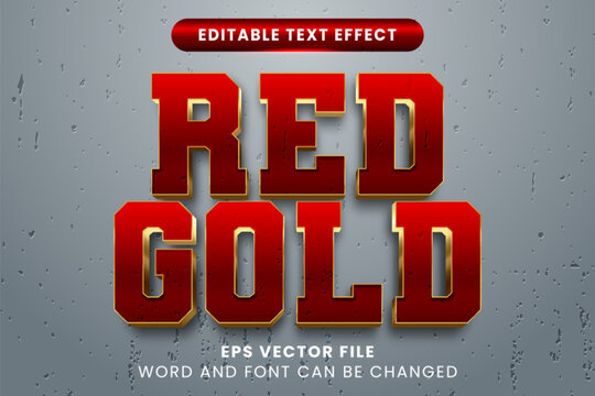 Red golden 3d vector text efect