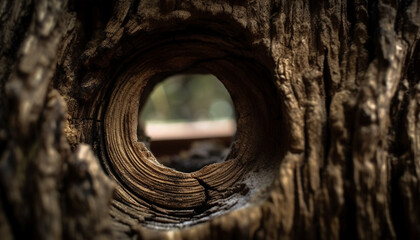 Weathered wood, ancient tree trunk, rusted hole generated by AI - obrazy, fototapety, plakaty