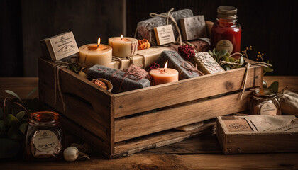 Fototapeta na wymiar Relaxation by candlelight with herbal medicine collection generated by AI