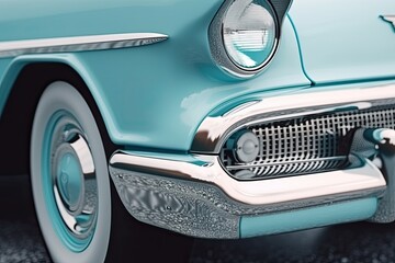Illustration of the front end of a vintage car in detail. Generative AI