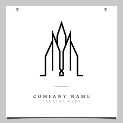 Line Art Logo, Icon logo with illustration lines forming a building plane, Minimalist building, monoline logo, outline - vector