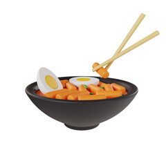 Tteokbokki icon 3d rendering illustration