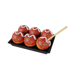 Takoyaki icon 3d rendering illustration