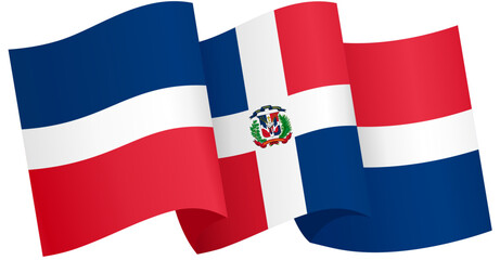 Dominican Republic  flag wave isolated on png or transparent background