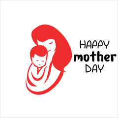 Hand draw happy mothers day mom and child love card background.