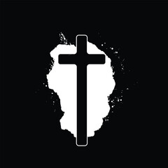 Grunge christian cross symbol, illustration with christian cross symbol tattoo 