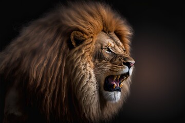 Wildlife, angry LION. Generative ai