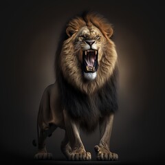 Plakat Wildlife, angry LION. Generative ai