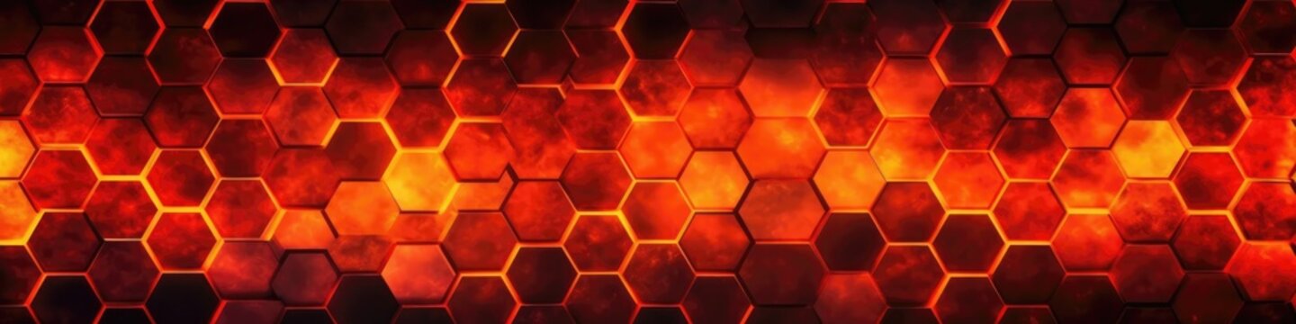 Fire Beautiful Hexagonal Tiles Texture Background. Generative AI