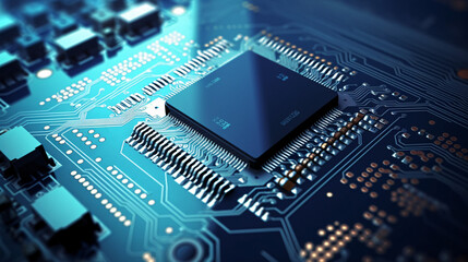 Fototapeta premium electronic circuit board with processor generative ai