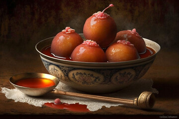 Gulab jamun are soft delicious berry sized balls made with milk solids, flour & leaning agent. these are soaked in rose flavored sugar syrup & enjoyed