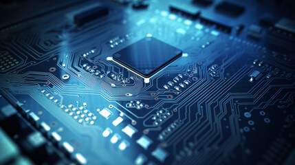 Fototapeta premium CPU chip device tech hardware mainboard background thumbnail generative ai