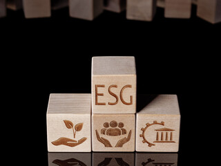 Environmental, Social and Governance symbols as a concept to adhere to ESG principles