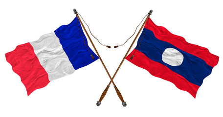 National flag of Laos and France. Background for designers