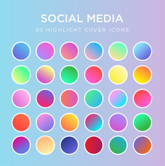 bright colourful gradient highlight vector icons. abstract minimal round backgrounds for social media stories highlights