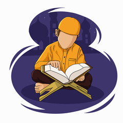 child recitation quran illustration vector