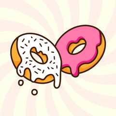 hand-drawn of double donuts isolated
