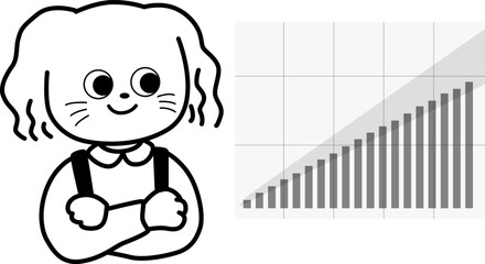 積立チャートと考える犬のベクターイラスト