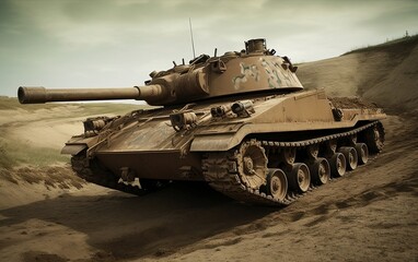 Military tank. Generative AI technology.