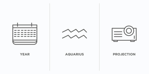 zodiac outline icons set. thin line icons such as year, aquarius, projection vector. linear icon sheet can be used web and mobile