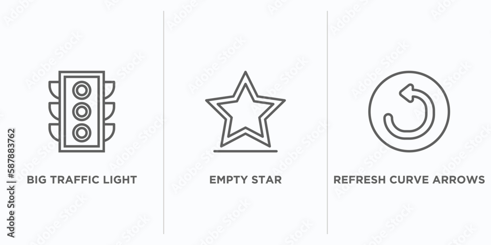 Poster ultimate glyphicons outline icons set. thin line icons such as big traffic light, empty star, refres