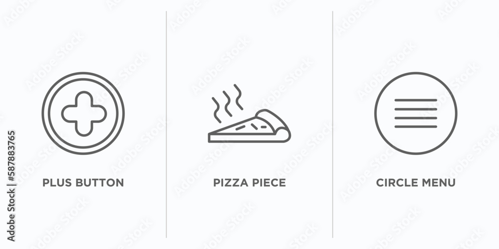 Poster ultimate glyphicons outline icons set. thin line icons such as plus button, pizza piece, circle menu