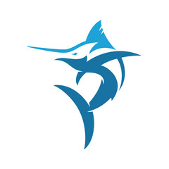 Abstract icon Blue Marlin Logo. Fresh and Unique Modern Blue Marlin Logo Template. Great to use as your Offshore Fishing logo.