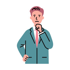 人物_ビジネス03_男性_上半身_顎に手を当てる_悩む