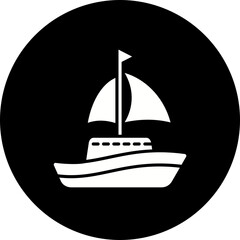 Sailboat Glyph Inverted Icon