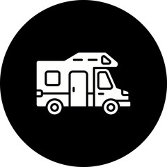 Camper Van Glyph Inverted Icon