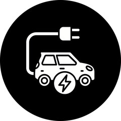 Electric Car Glyph Inverted Icon