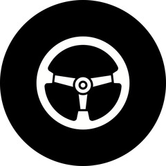 Steering Wheel Glyph Inverted Icon