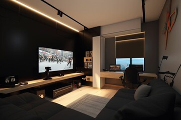 Gaming living room interior.