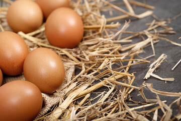 Fresh eggs are ready for breakfast in the farm.