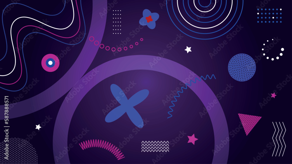 Aufkleber Abstract shape pattern, trendy repeat. Simple modern geometric elements, line textures, minimal triangles, circles and dots. Constructivism objects in minimal style. Vector design background