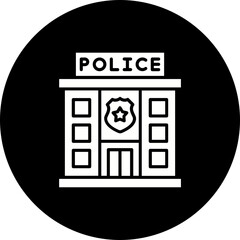 Police Station Glyph Inverted Icon
