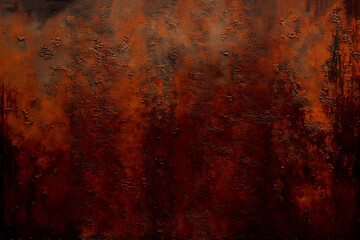 Rusted brown metal plate texture grunge abstract background, industrial style chic, Generative AI