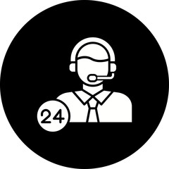 24 Hours Support Glyph Inverted Icon