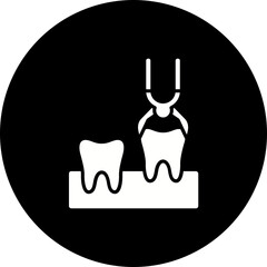 Tooth Extraction Glyph Inverted Icon