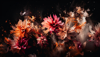 Fototapeta na wymiar Vibrant chrysanthemum blossom nature fiery gift generated by AI