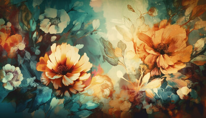 Blue daisy bouquet: ornate nature textured romance generated by AI