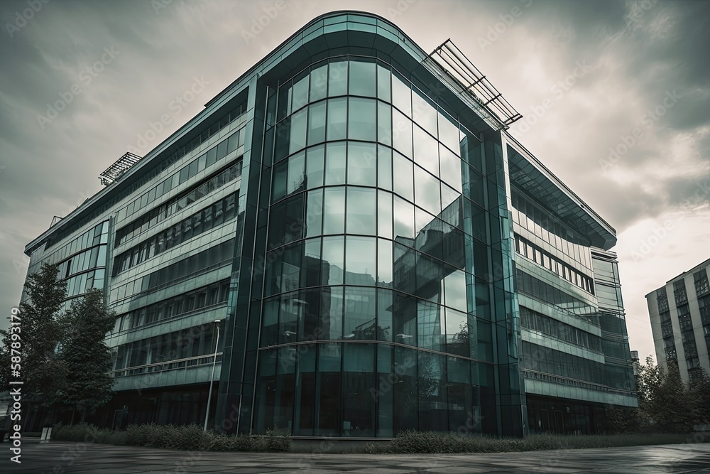 Wall mural skyscraper with a modern architecture and glass façade. generative ai