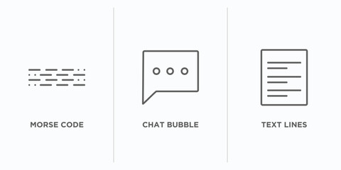 communication outline icons set. thin line icons such as morse code, chat bubble, text lines vector. linear icon sheet can be used web and mobile © IconArt
