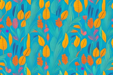 seamless pattern with flowers, seamless floral pattern, seamless pattern with leaves, seamless floral pattern, Modern colorful tropical floral pattern. Cute botanical abstract contemporary seamless