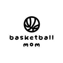 Basketball Mom Mummy Sport Swish Coach Training Illustration Icon Fun Cute Playful Motivation Black On Clear Background
