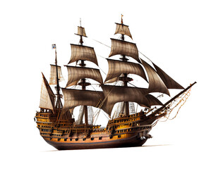 pirate ship on transparent background For decorating projects easily. generative AI - obrazy, fototapety, plakaty