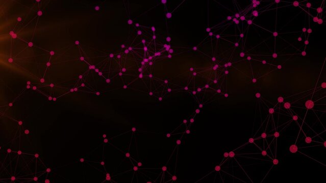 Plexus 3d animation with joint and point of conection. Abstract background of a network with polygonal connection. Inernet Data connection concept for abstract backdrop