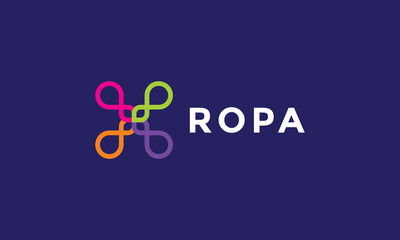 Flower line logo colorful minimalist circle monogram for ecology business