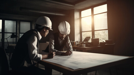 Engineer meeting for architectural project. working with partner Generated AI