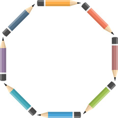 Education Infographics with eight pencils arranged in a circle